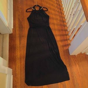 Black Evening Gown With Gold Detailing